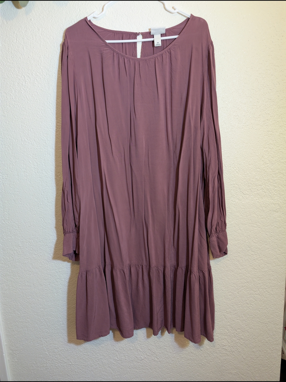 Ava & Viv Dusty Mauve Long Sleeve Ruffle-Hem Dress
